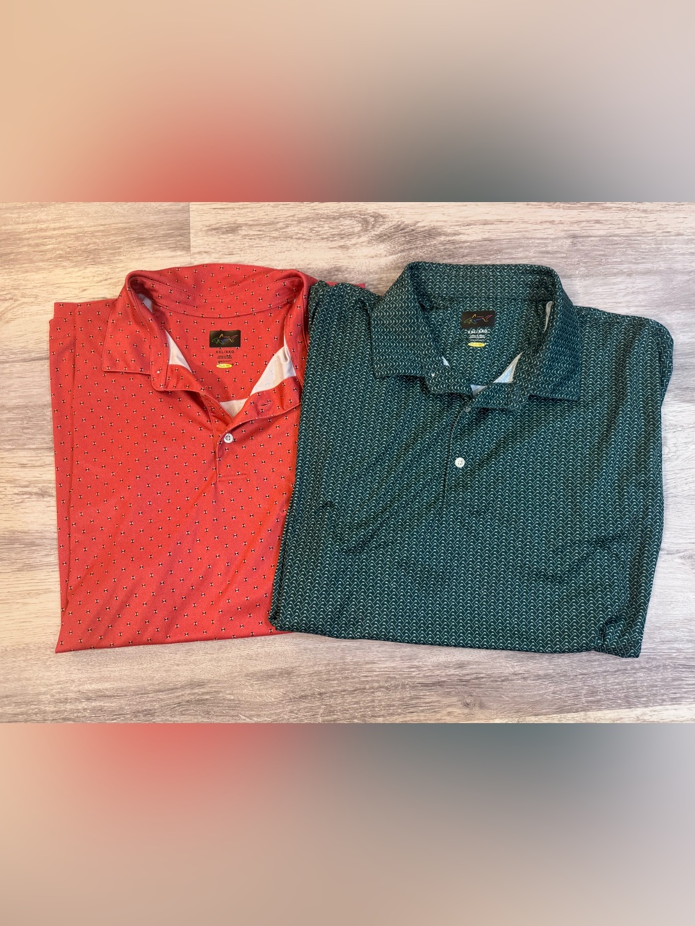 Greg Norman Collection Red and Green Patterned Polo Bundle *2*